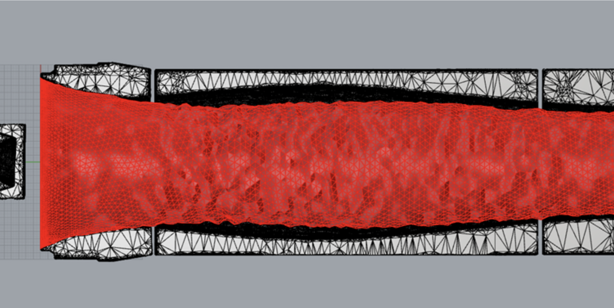 Screenshot of morphing geometry mid run compared to customer’s final cross section.