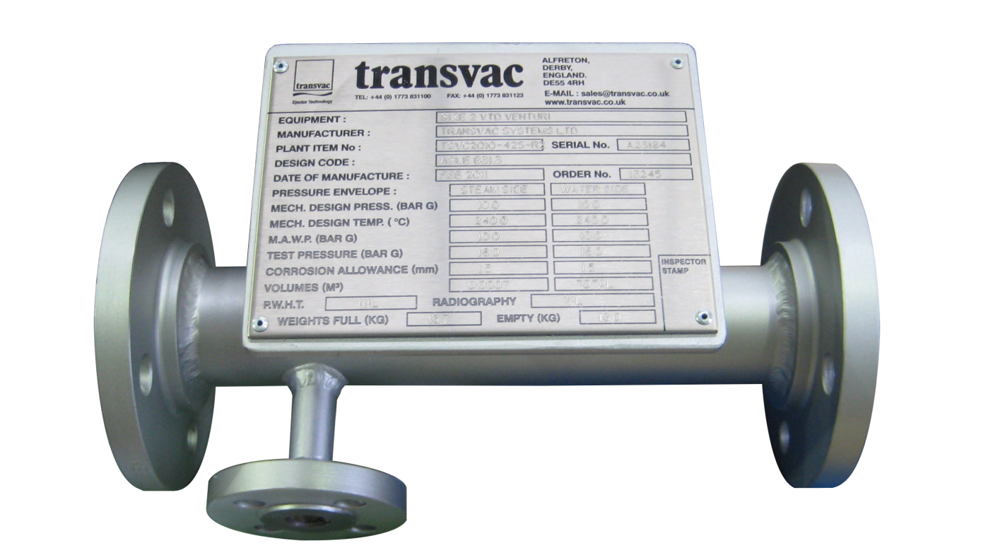 Transvac Size 2" Venturi Type Desuperheater